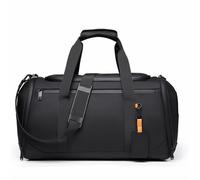 Premium 25L Waterproof Travel, Sports Gym Duffel Bag with Shoe Compartment - Lightweight Carry-On Holdall (47 × 26 × 21 cm) Weekender Hand Luggage for Men & Women - Perfect for Plane Cabin Black