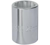 Premium 26mm Chrome Vanadium Forged Steel Drive Socket - 3/4 Inch Square Drive Tool