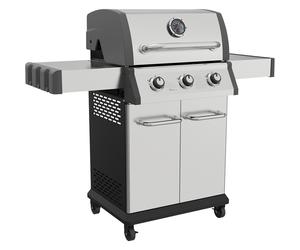 Premium 3 Burner Gas BBQ Grill & Ignition - Portable Garden Cooking - Easy Clean