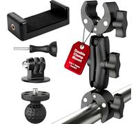 Premium 3-in-1 Umbrella Clamp for Chairs, Strollers, Boats & Kayaks Adjustable Mounting Bracket for Umbrella, Camera & Phone Durable Anti Slip Trolling Motor Stabilizer for Outdoor Hands Free Use