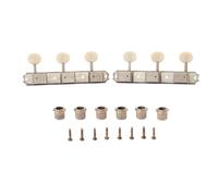 Premium 3-per-side On-a-Plate 3x3 Vintage Guitar Tuners Tuning Machines Tuning Keys for Gibson/Epi LP JR Ivory Plastic Oval Button Aged Relic Nickel
