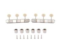 Premium 3-per-side On-a-Plate 3x3 Vintage Guitar Tuners Tuning Machines Tuning Keys for Gibson/Epi LP JR Ivory Plastic Oval Button Nickel