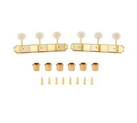 Premium 3-per-side On-a-Plate 3x3 Vintage Guitar Tuners Tuning Machines Tuning Keys for Gibson/Epi LP JR Ivory Plastic Oval Button Gold