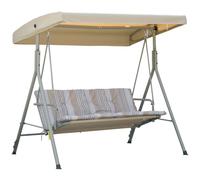 Premium 3-Person Porch Swing Chair: Outdoor Lounge Bench with Canopy - Light Bro