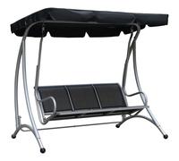 Premium 3-Person Swing Chair w/ Adjustable Canopy - Black | Best Quality Steel