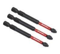 Premium 3 Piece 75mm Pozi Head Number 2 Impact Power Tool Bit Set - Durable S2 Steel