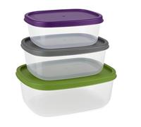 Premium 3-Piece Airtight Food Storage Containers Set - 0.6L, 1.0L, 1.7L BPA-Free, Leakproof & Stackable for Kitchen, Fridge & Microwave (Purple+Grey+Green)