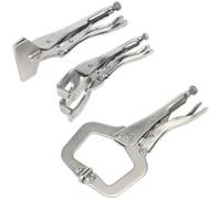 Premium 3 Piece C-Clamp And Welding Clamp Set - Durable Nickel Plated Steel