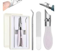 Premium 3-Piece Eagle Beak Nail Clipper Set, Eagle Beak Wide Jaw Nail Clippers Set, 25° Slanted, Anti-Splash, Long Handle, for Men Women Thick Nails, Ingrown Toenail Care & Seniors，Purple