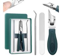 Premium 3-Piece Eagle Beak Nail Clipper Set, Eagle Beak Wide Jaw Nail Clippers Set, 25° Slanted, Anti-Splash, Long Handle, for Men Women Thick Nails, Ingrown Toenail Care & Seniors，Green