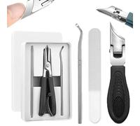 Premium 3-Piece Eagle Beak Nail Clipper Set, Eagle Beak Wide Jaw Nail Clippers Set, 25° Slanted, Anti-Splash, Long Handle, for Men Women Thick Nails, Ingrown Toenail Care & Seniors，Black