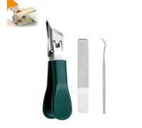 Premium 3-Piece Eagle Beak Nail Clippers Set, Wide Jaw Opening Anti-Splash Slanted Nail Clippers for Ingrown Toe Nails, Ergonomic Ultra Sharp Staineless Toenail Clippers for Thick Nails(Green)