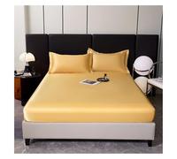 Premium 3-Piece Fitted Sheet Set With Pillowcases, Deep Pocket Design Bedding For Secure Comfort(Gold,180 * 200cm/71 * 79in)