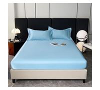 Premium 3-Piece Fitted Sheet Set With Pillowcases, Deep Pocket Design Bedding For Secure Comfort(Sky blue,180 * 230cm/71 * 91in)
