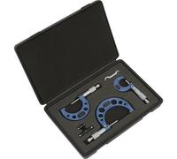 Premium 3 Piece Metric Micrometer Set With Lined Storage Case And Extension Bars