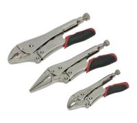 3 Piece Quick Release Locking Pliers Set - Curved and Long Nose Pliers - Steel