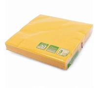 Premium 3-Ply Disposable Paper Napkins 33cm - 20 Count Strong, Soft & Absorbent Serviettes for Home, Parties & Catering Use (Yellow)