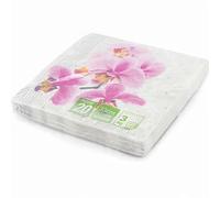 Premium 3-Ply Disposable Paper Napkins 33cm - 20 Count Strong, Soft & Absorbent Serviettes for Home, Parties & Catering Use (Orchids)