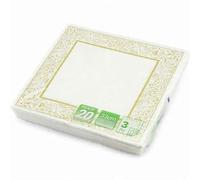 Premium 3-Ply Disposable Paper Napkins 33cm - 20 Count Strong, Soft & Absorbent Serviettes for Home, Parties & Catering Use (Gold Border)