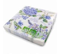 Premium 3-Ply Disposable Paper Napkins 33cm - 20 Count Strong, Soft & Absorbent Serviettes for Home, Parties & Catering Use (Blue Flower)