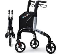 Premium 3 Wheel Rollator Walker for Seniors, Lightweight Foldable Elderly Three Wheeled Rollator with Storage Bag, Aluminum Mobility Aid Rolling Walker
