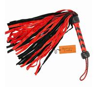 Premium 30 Drop Leather Thuddy Flogger, Erotic BDSM Spanking Whip. (Black & Red)