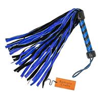 Premium 30 Drop Leather Thuddy Flogger, Erotic BDSM Spanking Whip. (Blue & Black)