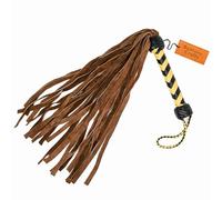Premium 30 Drop Leather Thuddy Flogger, Erotic BDSM Spanking Whip. (Brown & Yellow)