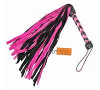 Premium 30 Drop Leather Thuddy Flogger, Erotic BDSM Spanking Whip. (Pink & Black)