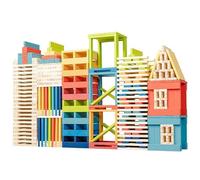 Premium 300-Piece Rainbow Wooden Building Boards for Kids 3-12 Years - Colorful Pine STEM Building Toys, Open Building Blocks for Sorting and Laying Educational Gift (11.8 cm/4.65 inch)