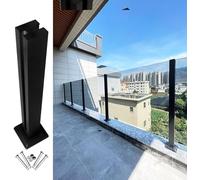 Premium 304 Stainless Steel Balustrade Posts for Decks & Balconies Black Mid Post Glass Panel Railings 120cm/47.2in Stair Columns for Outdoor Courtyards