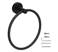 Premium 304 Stainless Steel Towel Ring - Matte Black WallMounted Bathroom Towel Holder with 160mm Diameter for Quick Drying