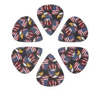 Premium 351 Shape Plectrums 6-Pack America Eagle Flag, Guitar Picks for Electric, Bass & Acoustic, Professional Grade 0.46-0.96mm