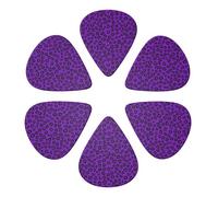 Premium 351 Shape Plectrums 6-Pack Purple Cheetah Leopard Print, Guitar Picks for Electric, Bass & Acoustic, Professional Grade 0.46-0.96mm