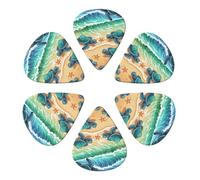 Premium 351 Shape Plectrums 6-Pack Turtles On The Beach, Guitar Picks for Electric, Bass & Acoustic, Professional Grade 0.46-0.96mm