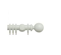 Premium 35mm Wooden Curtain Pole Set - Chalk White 420Cm
