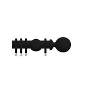 Premium 35mm Wooden Curtain Pole Set - Coal Black 270Cm