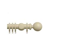 Premium 35mm Wooden Curtain Pole Set - Cotton Cream 110Cm
