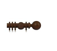 Premium 35mm Wooden Curtain Pole Set - Dark Oak 90cm