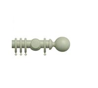 Premium 35mm Wooden Curtain Pole Set - Light Grey 390Cm