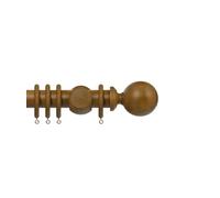 Premium 35mm Wooden Curtain Pole Set - Mid Oak 300cm
