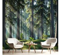 Premium 3D Panoramic Landscape Photography Wallpaper, Sunlight Filters Through The Trees Green Backdrop Wall Photo Mural Wallpaper Living Room Bedroom Theme Hotel Warm Decor Papel Mural 450x315cm