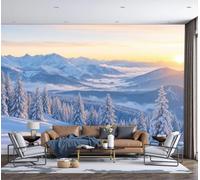 Premium 3D Panoramic Winter Scenery Wallpaper, Snow-Capped Mountain Slopes Pine ForestsSea Of Clouds Blue Backdrop Wall Photo Mural Wallpaper Bedroom Theme Hotel Warm Decor Papel Mural 450x315cm