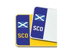 Premium 3M Vinyl Stickers for UK Car Number Plates Decorative Purposes - Scotland (Cross of St Andrew) - Bubble-Free & Easy Application - Set of 2 (Front & Rear) (SCO, Blue)