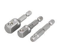 Premium 3pcs Drill Socket Adapter Set with Hex Drive to 1/4 3/8 1/2 for Heavy Duty Impact Drivers