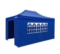Premium 3x4.5m Pop-Up Gazebo & Side Walls, Water Resistant, Carry Bag, Stakes & Weight Bags - Blue - DG169