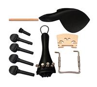 Premium 4/4 Ebony Violin Tuning Pegs Kit with Chinrest & Endpin Clamp - Strong Tailpiece & Bridge, Violin Accessories Set for Fiddlers, Tuners, Spare Parts, and Players