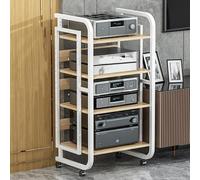 Premium 4/5 Tier Wooden AV Ma Stand for Record Player & CD Sto Slish TV Entertainment Center nizer & o Video Shelving for Home & Office (White 50x40cm)