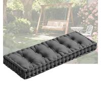 Premium 4-Inch Thick Velvet Bench Cushion - High Resilience Tufted Seat Pad with Handles for Window Seat, Porch Swing, Sofa & Floor - Modern Indoor Furniture in Dark Gray (36x18x4)