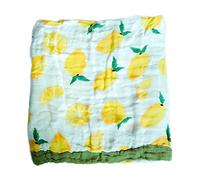 Premium 4 layers Muslin Baby Swaddle Blankets 70% Bamboo and 30% Cotton | Hand Painted Style Designs | Luxury Baby Bath Towel Wraps For Babies, Infants, Boys and Girls (LEMON)